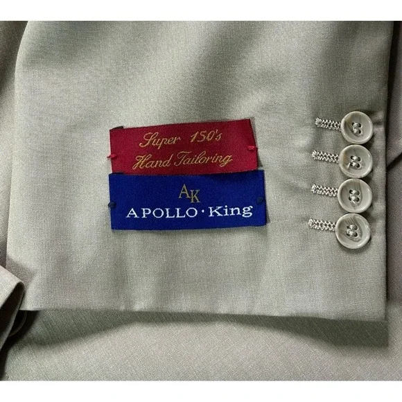 Apollo King Super 150's Hand Stitching Suit Jacket Mens Sz 52L Beige Blazer NWT